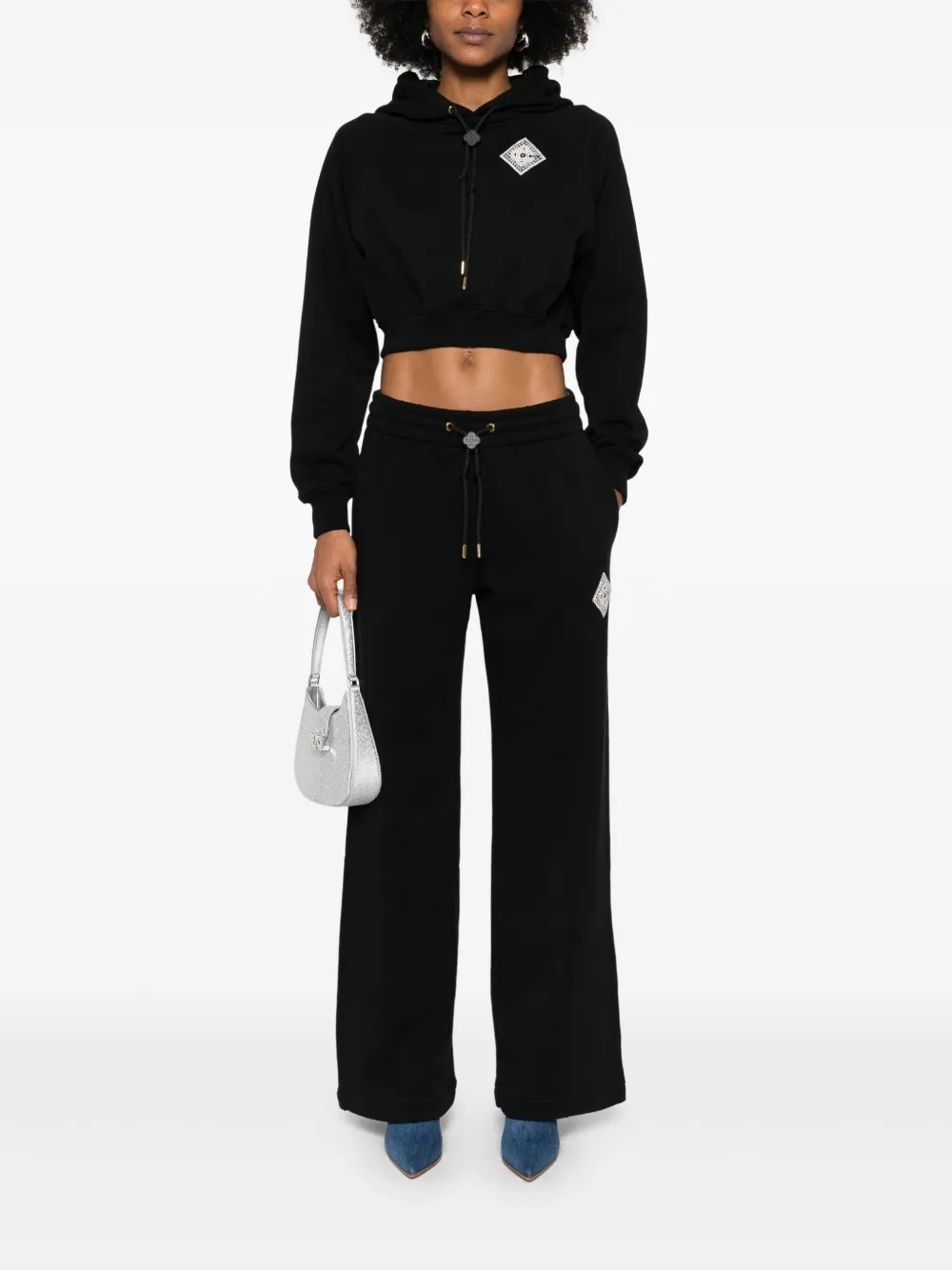 Casablanca embellished cropped hoodie detail view