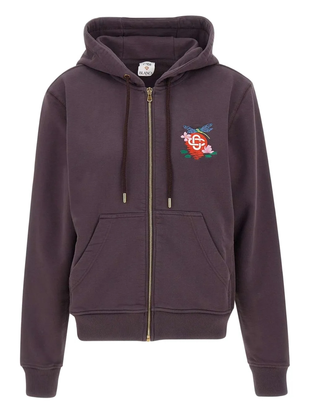 Casablanca embroidered-logo zip-up hoodie detail